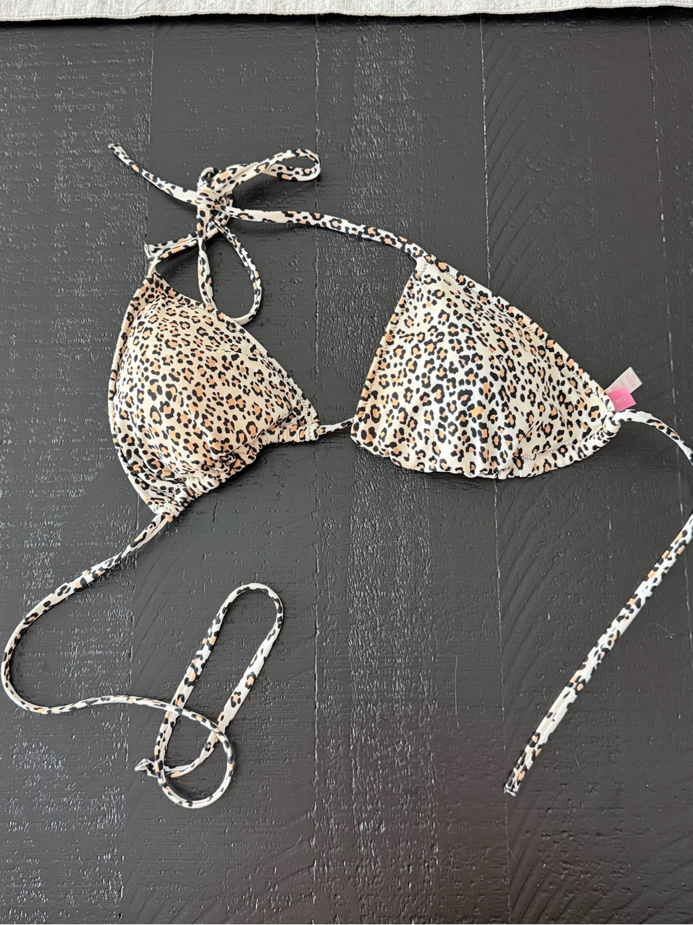 Victoria's Secret Leopard Print Bikini Top - Black Beige